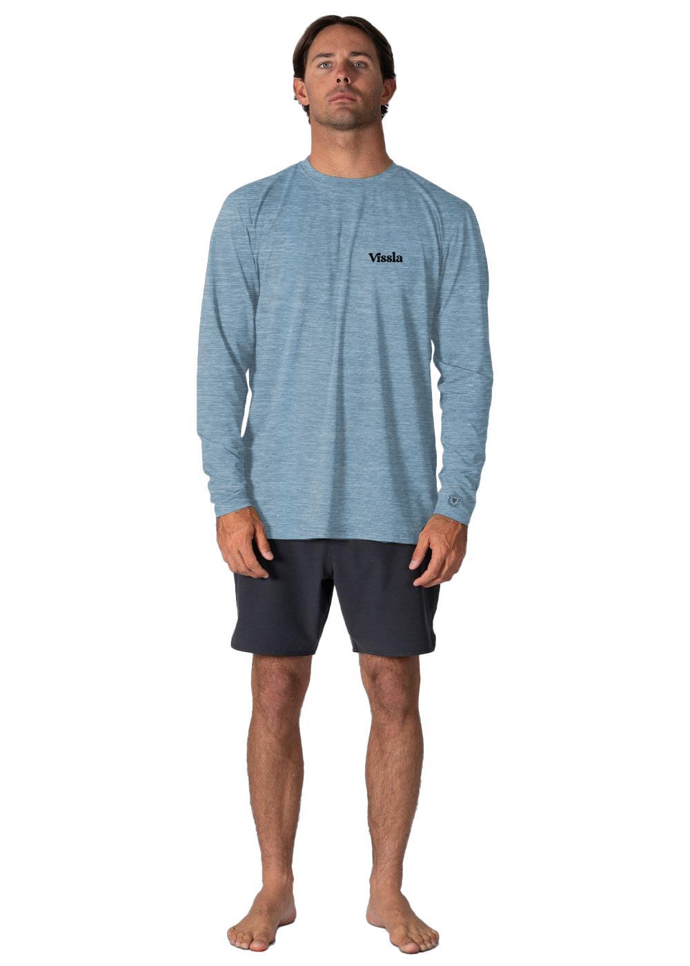Vissla Pro Comp LS Sun Shirt in Faded Denim, view 2