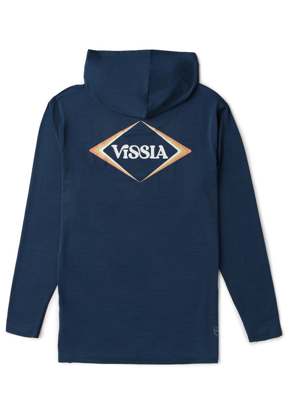 Vissla Twisted Eco Hooded LS Sun Shirt in Navy Heather, view 2