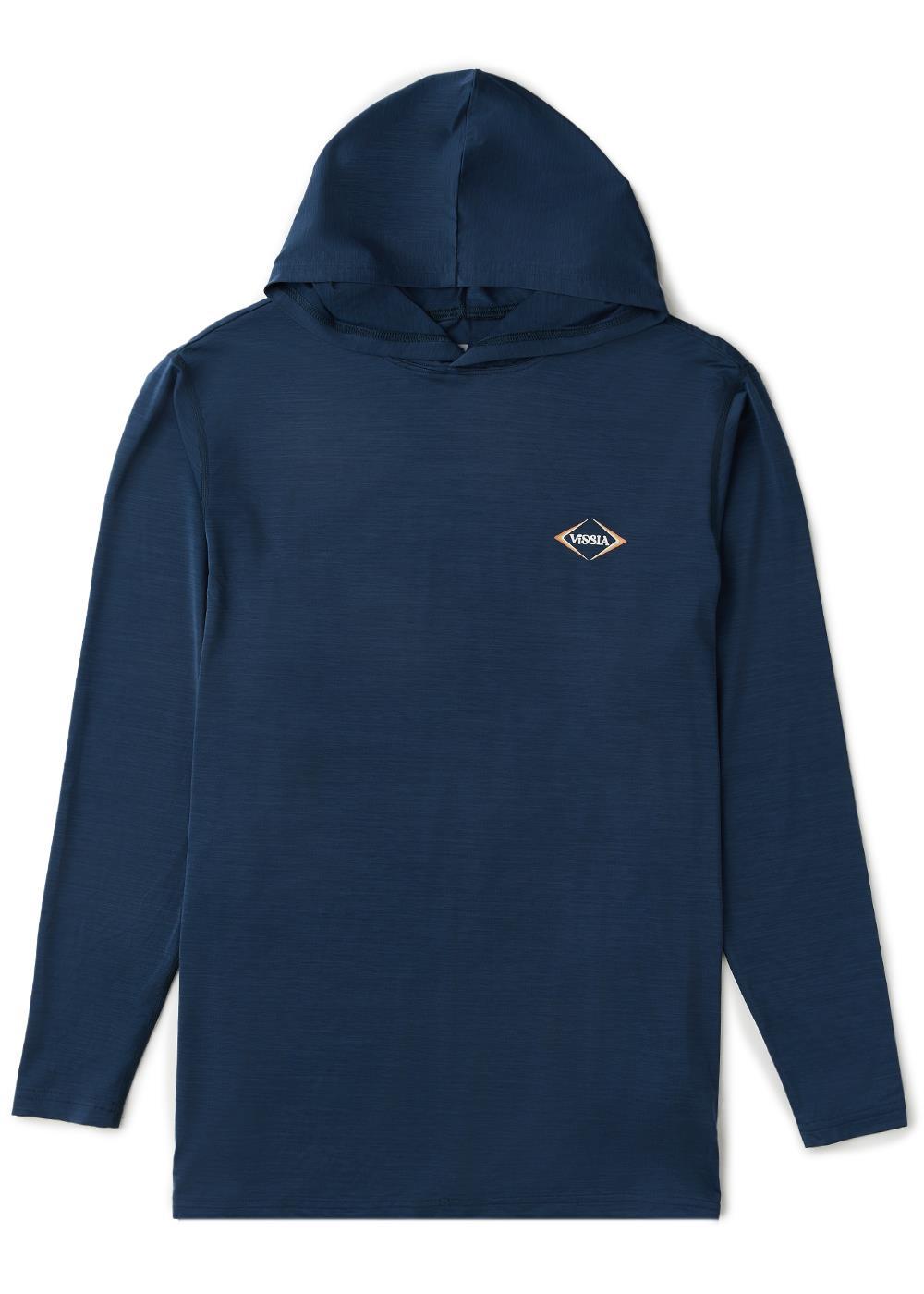 Vissla Twisted Eco Hooded LS Sun Shirt in Navy Heather, view 4