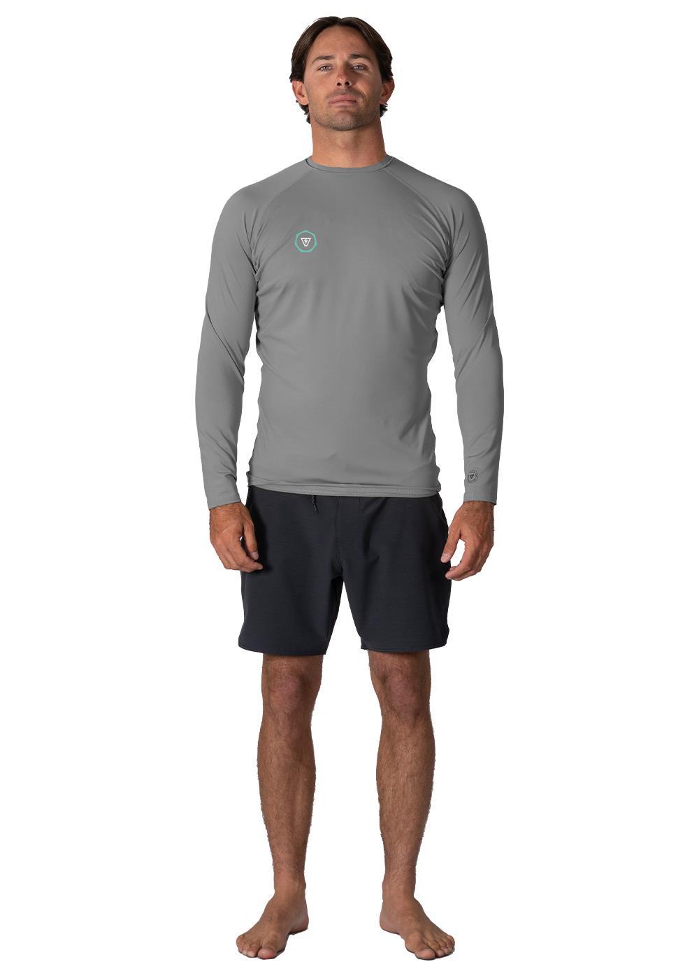 Vissla Warm Seas Eco LS Rash Guard in Grey Heather, view 2
