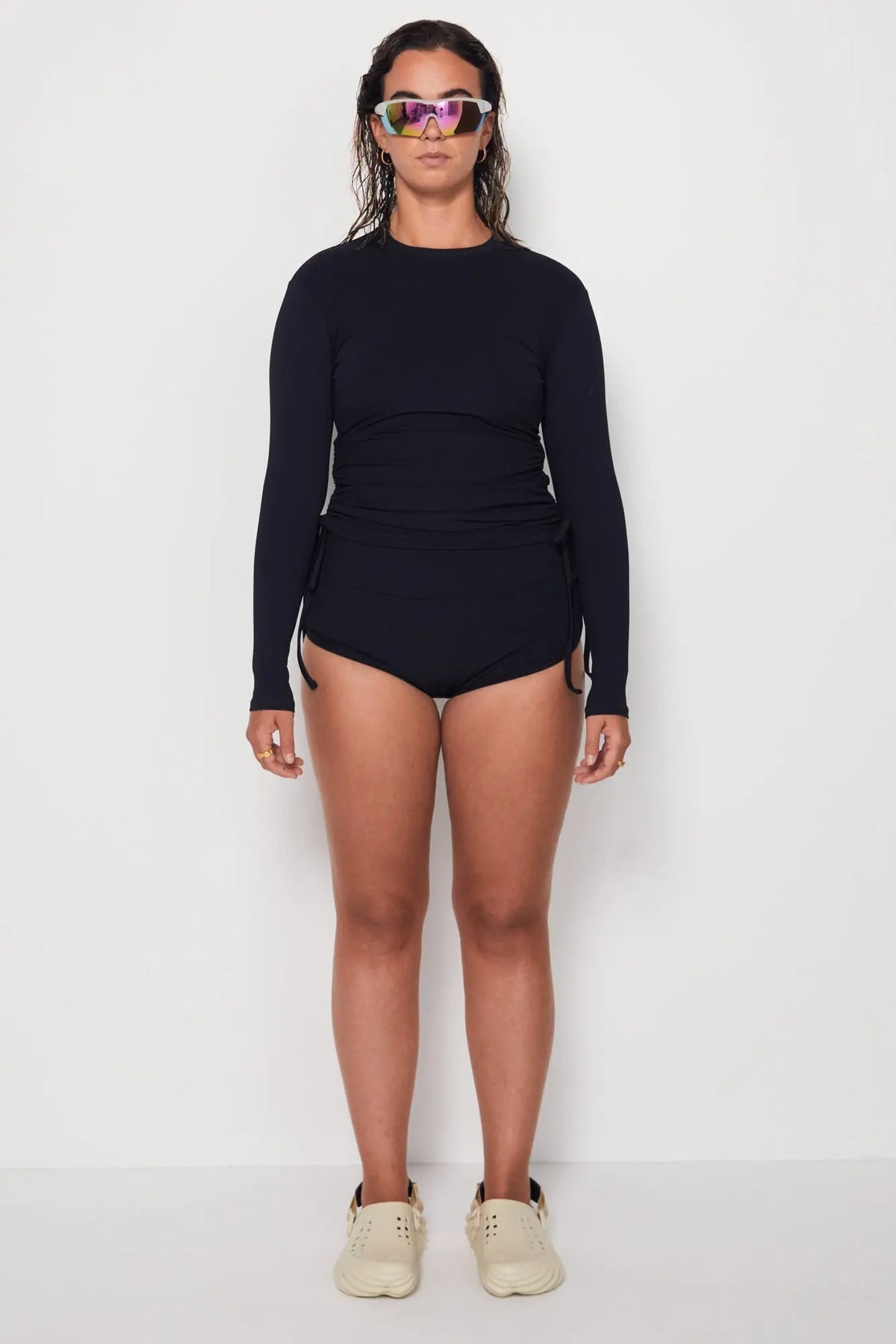 Ruched Rashguard - Black Rib Salt Gypsy