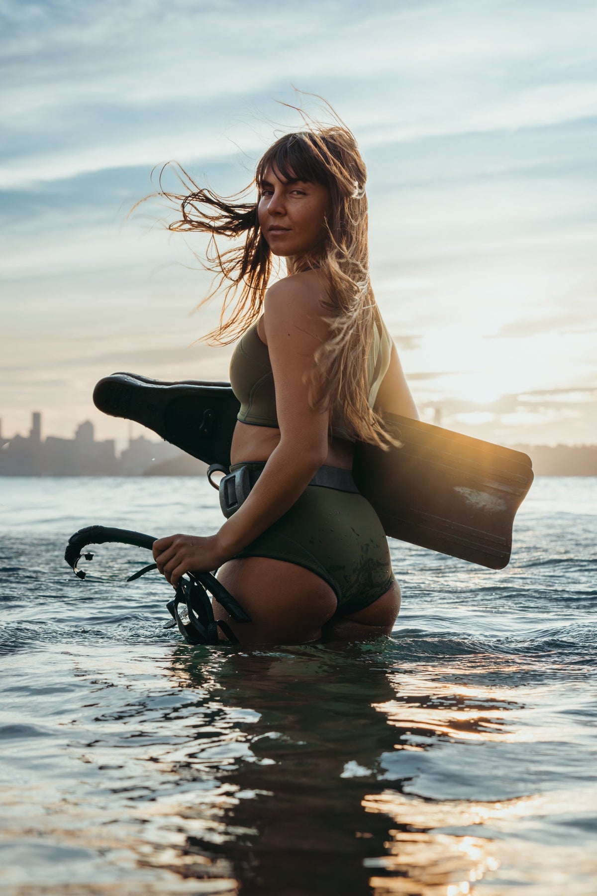 2mm Wetsuit Top for Women | Sleeveless | Olive Green