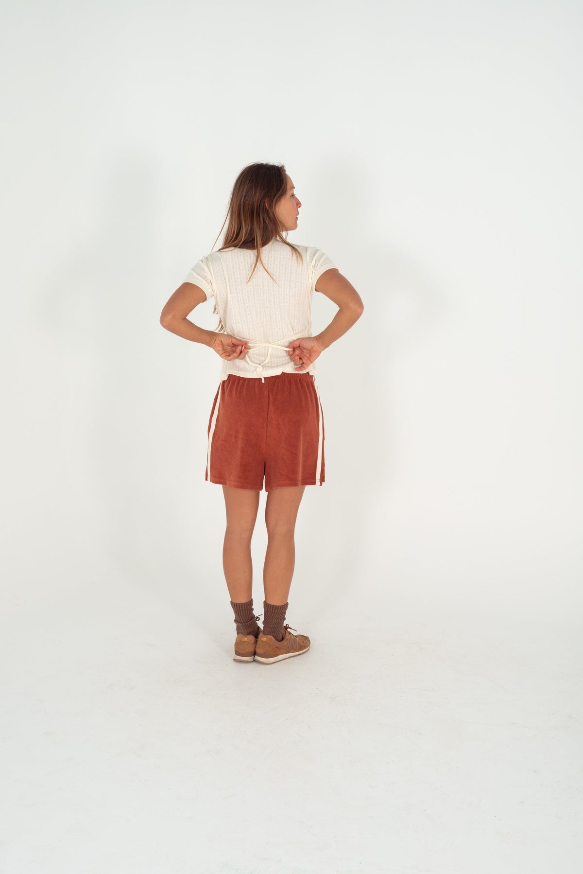 Mila Pointelle Wrap Top in Oat - Atmosea