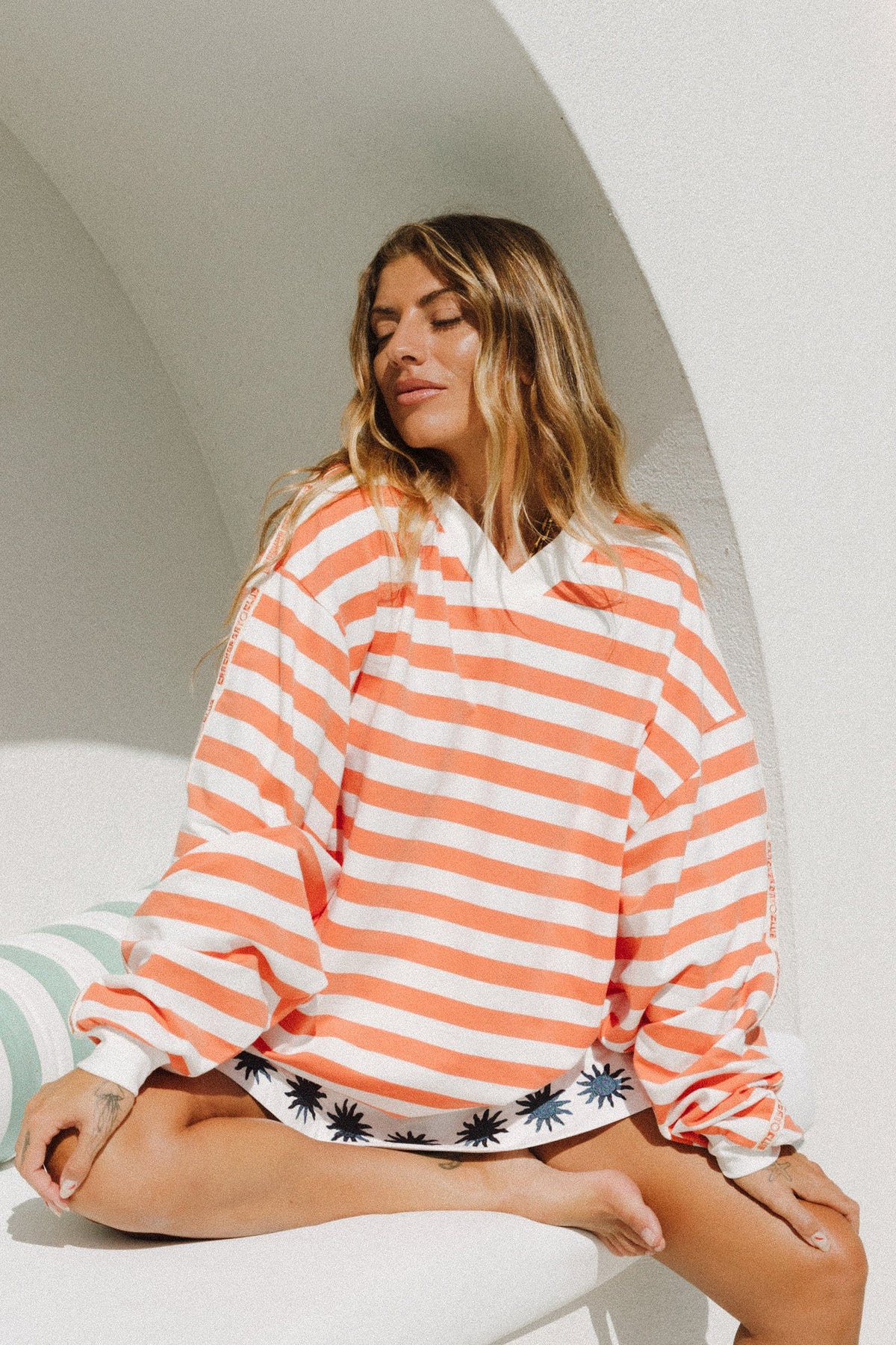 Nautical Long Sleeve Tee - Tangerine
