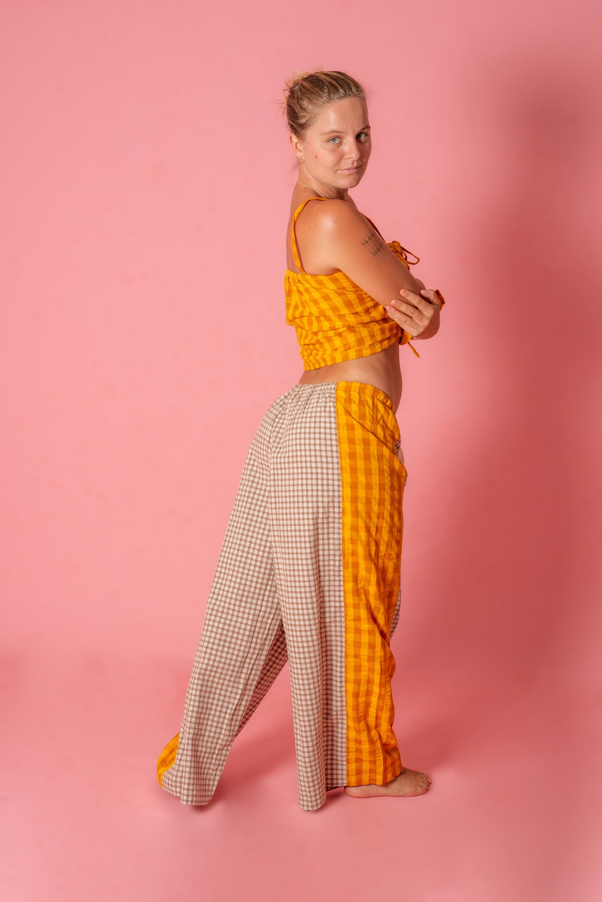 Patchwork Pant in Ginger Gingham - Atmosea