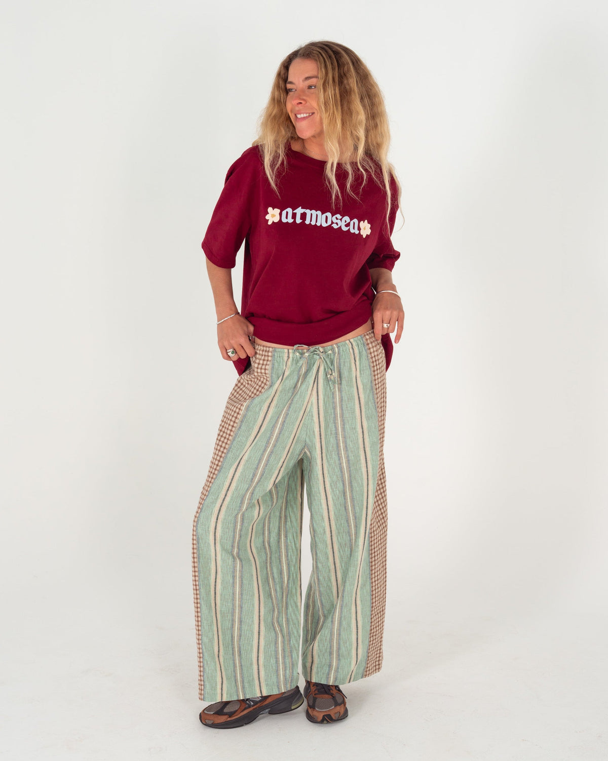 Patchwork Pant in Holiday Stripe - Atmosea
