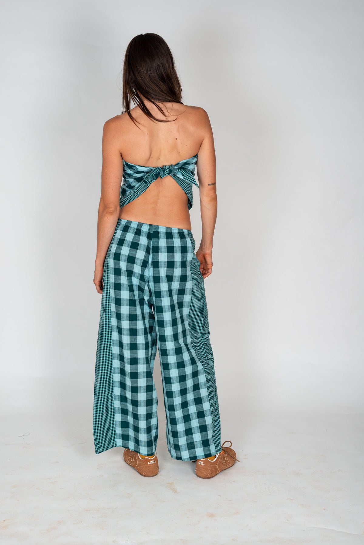 Patchwork Pant in Turquoise Check - Atmosea