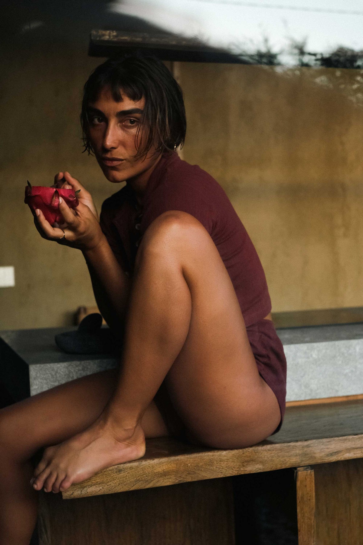 Pointelle Short in Burgundy - Atmosea