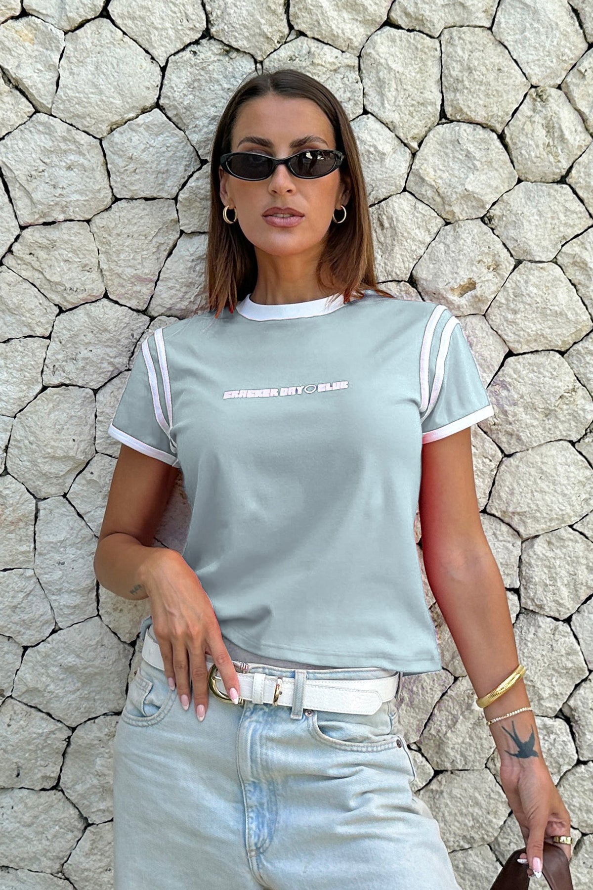Racer Baby Tee Shirt - Baby Blue