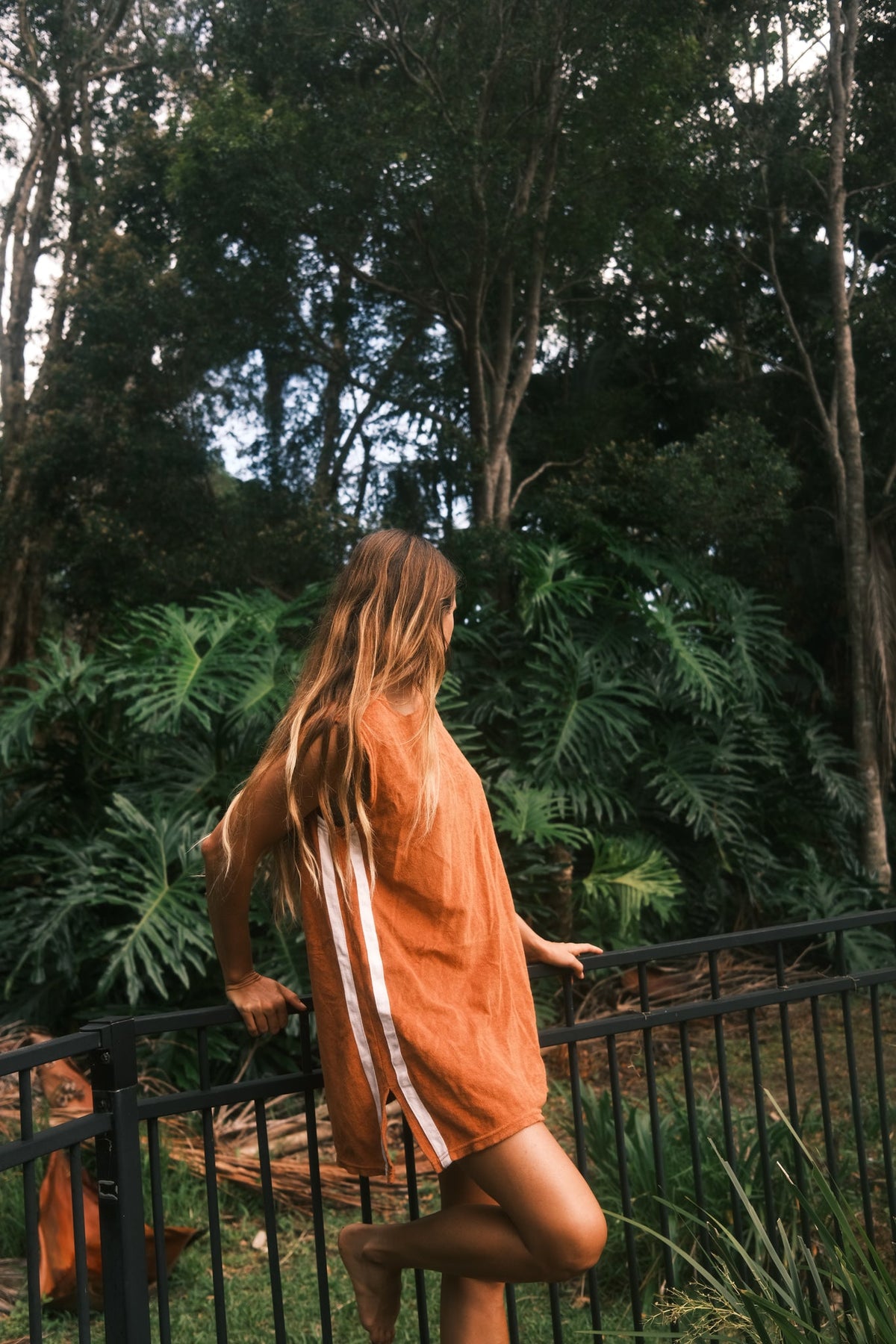Sporty Terry Dress in Rust - Atmosea