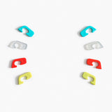 all four colours, pink, blue, yellow and clear hinges that customise the good citizens frames