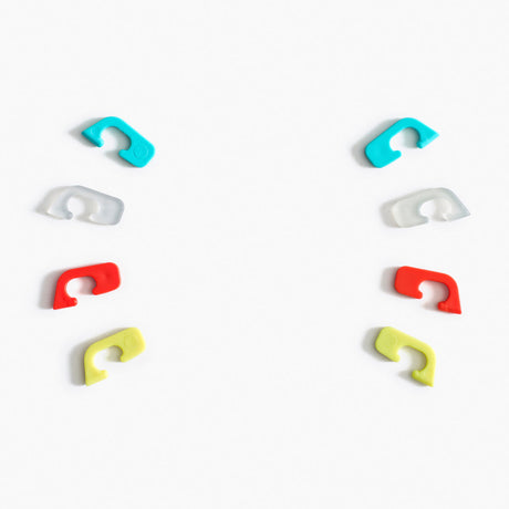 all four colours, pink, blue, yellow and clear hinges that customise the good citizens frames
