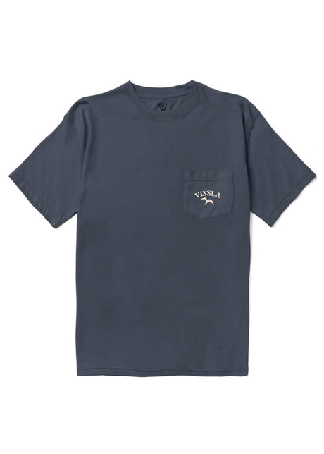 Vissla Island Bird Organic Blend SS Pocket Tee in Dark Denim, view 2