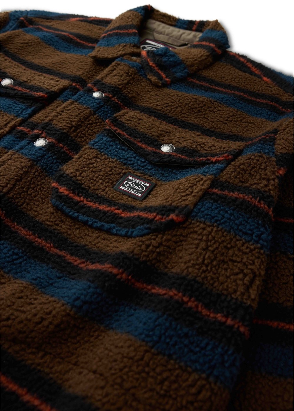 Vissla Peaks Sherpa Ao Eco Flannel Shirt in Dark Khaki, view 3