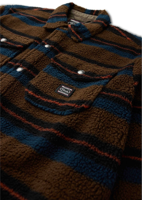 Vissla Peaks Sherpa Ao Eco Flannel Shirt in Dark Khaki, view 3