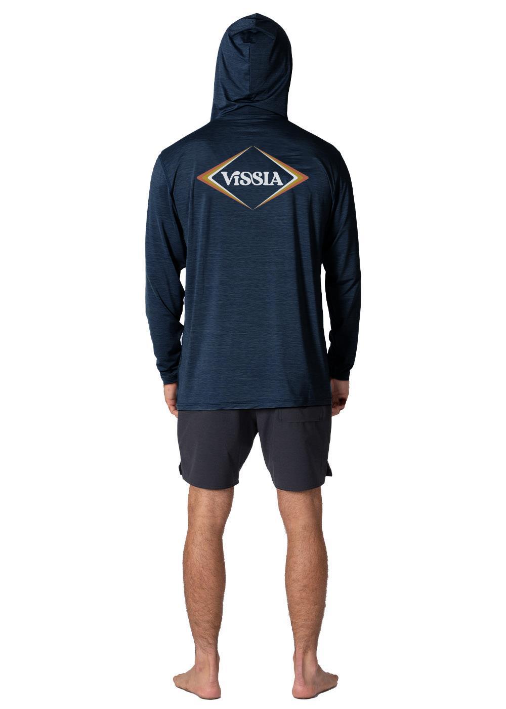 Vissla Twisted Eco Hooded LS Sun Shirt in Navy Heather, view 3