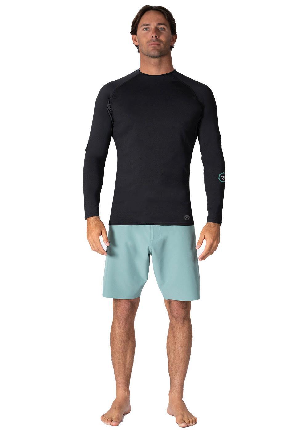 Vissla Warm Seas Eco LS Rash Guard in Black, view 2