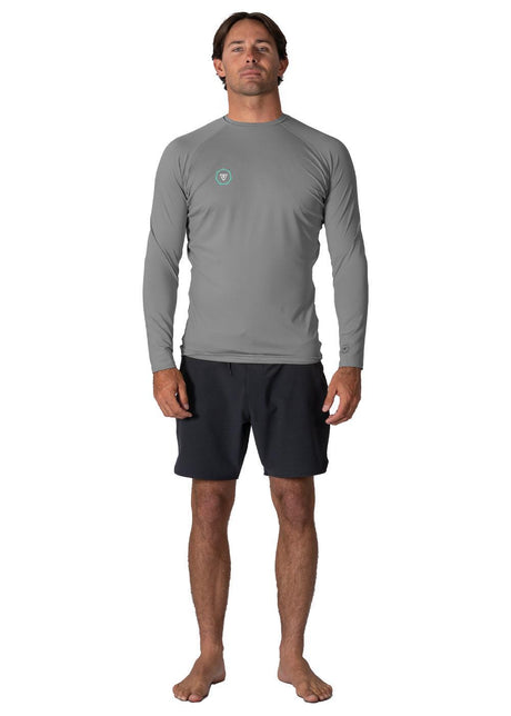 Vissla Warm Seas Eco LS Rash Guard in Grey Heather, view 2