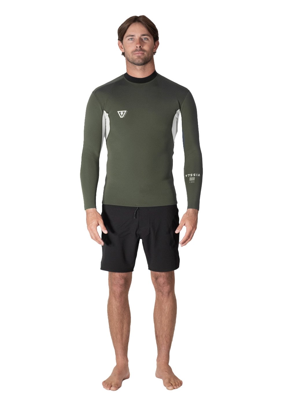 Vissla Natural Seas 1mm LS Jacket in Army, view 2