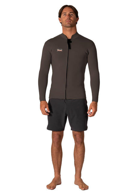 Vissla Solid Sets 2mm Front Zip Jacket in Dark Earth
