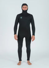 Vissla 7 Seas 4/3 Hooded Chest Zip Wetsuit in Black