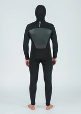 Vissla 7 Seas 4/3 Hooded Chest Zip Wetsuit in Black, view 2