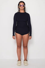 Ruched Rashguard - Black Rib Salt Gypsy