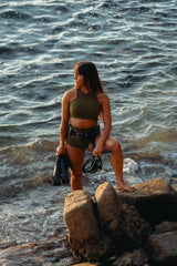 2mm Wetsuit Top for Women | Sleeveless | Olive Green