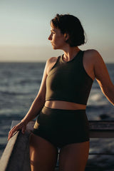 2mm Wetsuit Top for Women | Sleeveless | Olive Green