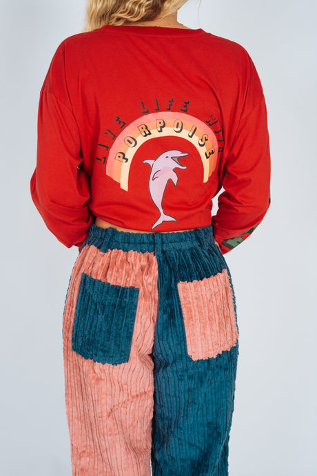 Artist Oversized Longsleeve Tee ‘Live Life With Porpoise’ By Bri O’Connell - Atmosea