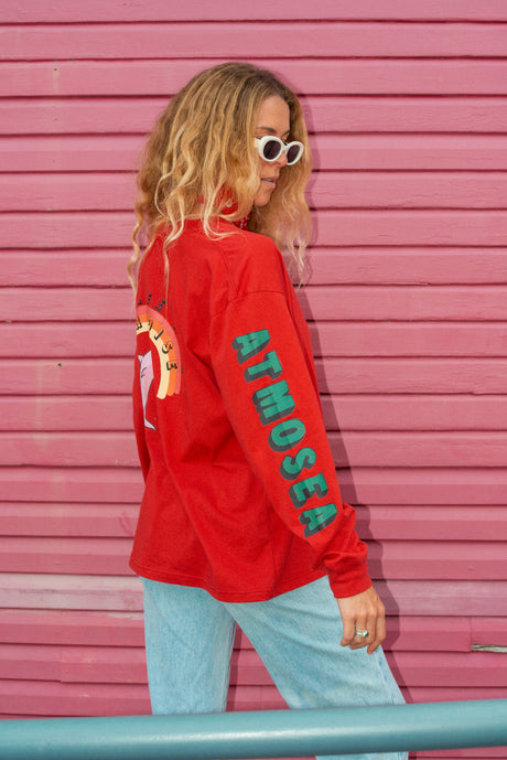 Artist Oversized Longsleeve Tee ‘Live Life With Porpoise’ By Bri O’Connell - Atmosea