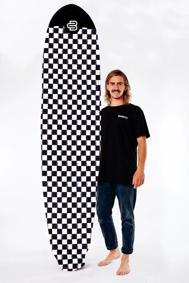 Checks longboard cover in 14oz recycled canvas by Boardsox