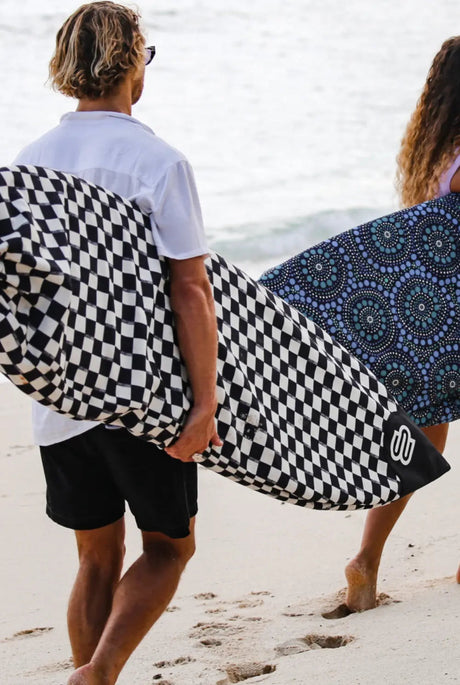 Checks shortboard cover, cut and sewn in Ocean Grove, Victoria