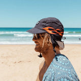 Flames Boardsox surf cap in black with an orange flame print