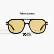 Made in Australia, Good Citizens black aviator sunglasses with polarised Carl Zeiss yellow lenses, made from 100% recycled plastic