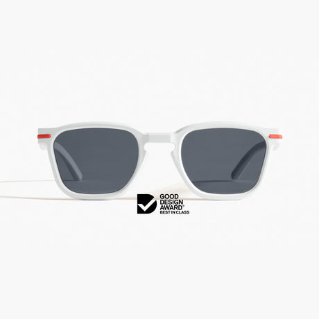 Good Citizens white square sunglasses made in Australia with polarised lenses and modular design, made from 100% recycled plastic