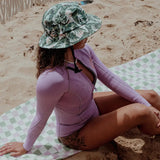 Green Leaf Boardsox surf hat in a green palm leaf print