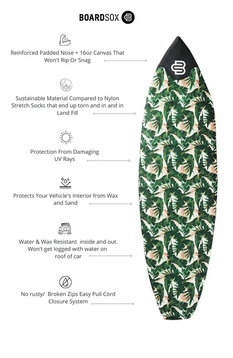 Green Leaf Boardsox® Custom Fit Big Wave Gun Cover - BOARDSOX®BoardSox Surfboard Cover