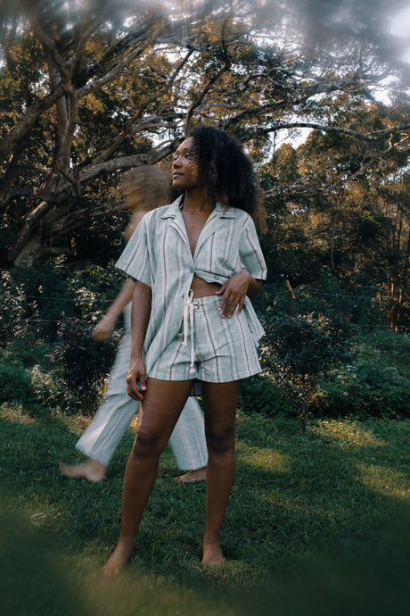 Lace up Short in Holiday Stripe - Atmosea