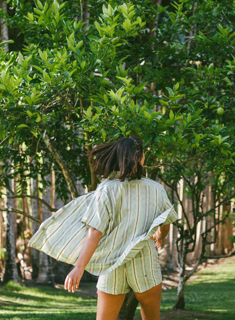 Lace up Short in Holiday Stripe - Atmosea