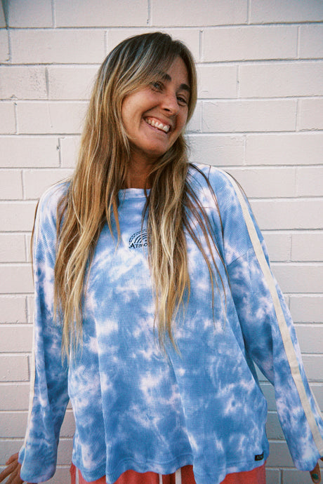 Lounge Long Sleeve Tee in Cloud Tie Dye - Atmosea