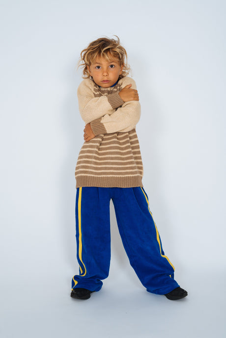 Mini Terry Pant in Cobalt and Yellow Canvas Stripe - Atmosea