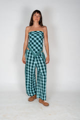 Patchwork Pant in Turquoise Check - Atmosea
