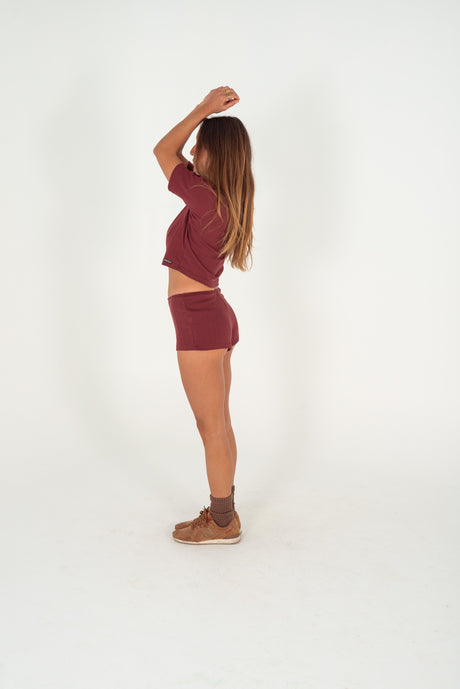 Pointelle Short in Burgundy - Atmosea