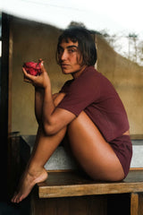 Pointelle Short in Burgundy - Atmosea