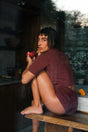 Pointelle Short in Burgundy - Atmosea