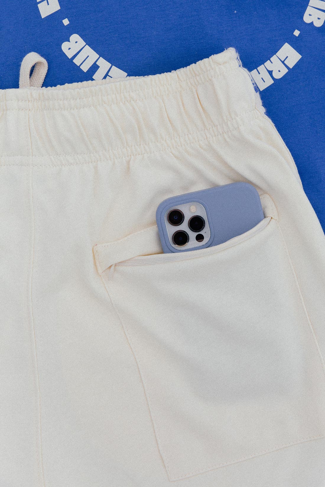 the racer club cotton shorts by cracker day club back phone pocket 
