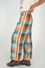 Rozzie Elastic Waist Pant in Citrus/ Teal Check - Atmosea