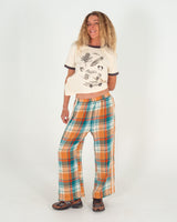 Rozzie Elastic Waist Pant in Citrus/ Teal Check - Atmosea