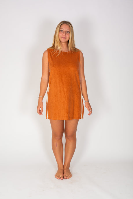 Sporty Terry Dress in Rust - Atmosea